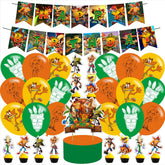 Crash Bandicoot Birthday Party Decoration,Crash Bandicoot Theme Birthday Banner, Cake Topper, Latex Balloons for Movie Birthday Party Supplies